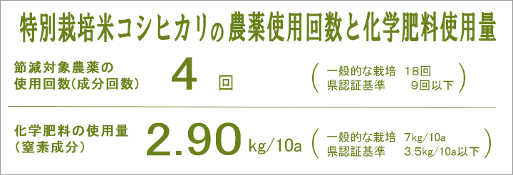 令和6年産 特別栽培米コシヒカリ 無洗米の農薬と化学肥料の使用量